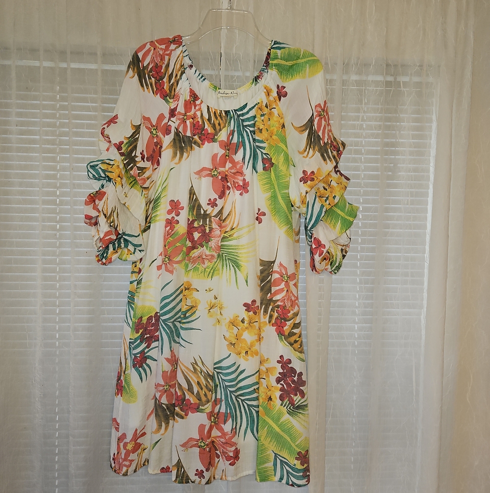 Indigo Rose Tropical Floral Midi Dress